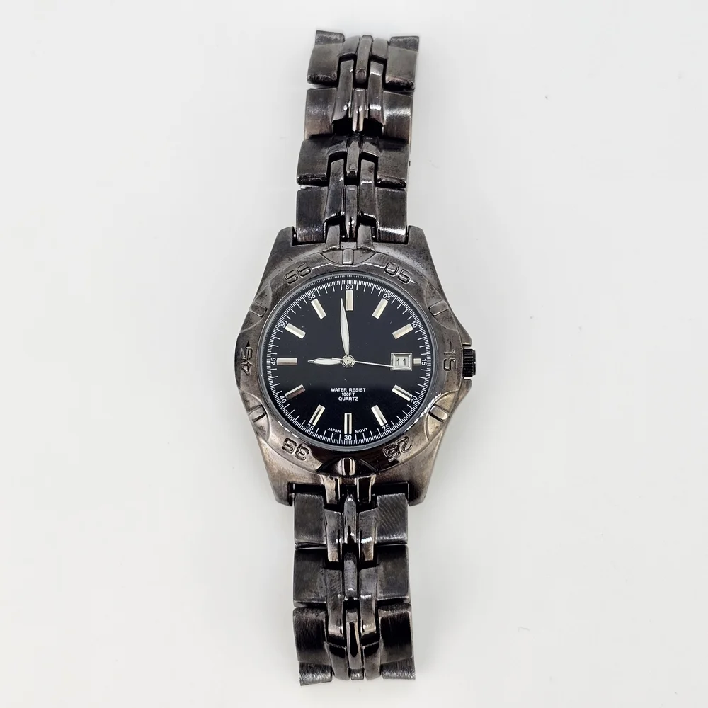 40MM‎ Men's Analog Watch Black Dial Date Black Bracelet Band 8.5